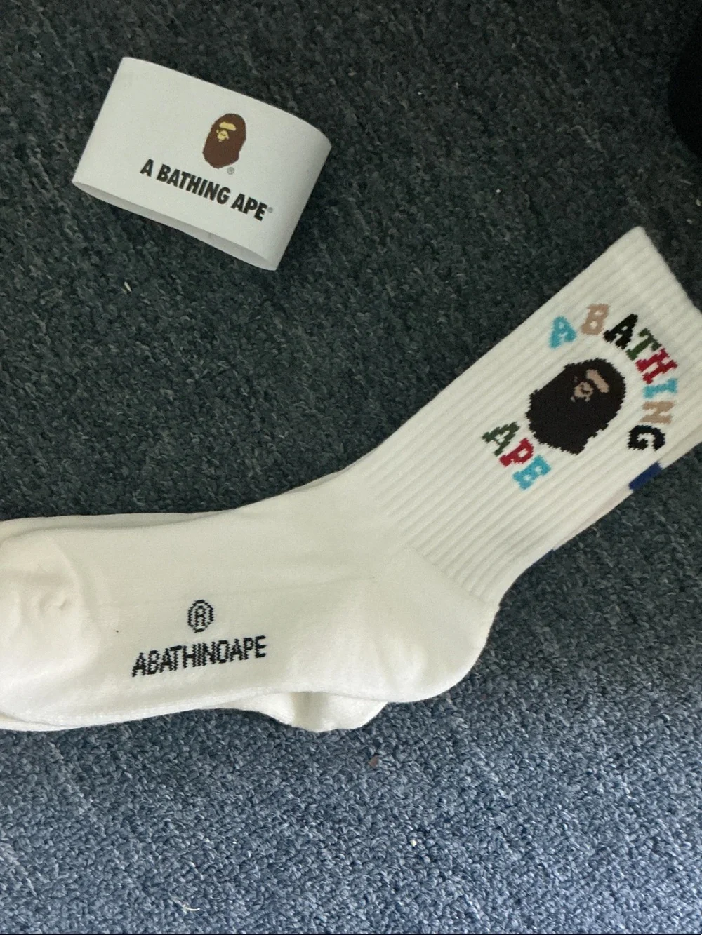 White Logo Crew Socks - Multicolor Accent